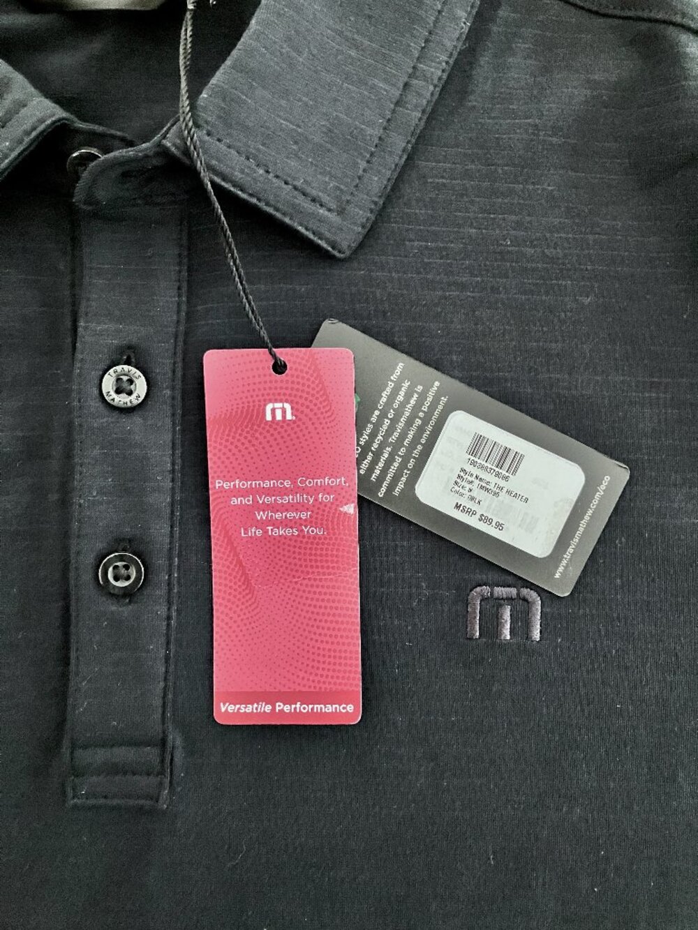 TravisMathew Men's The Heater Golf Polo Black Size S NWT
